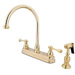 Kingston Brass KB3752BLBS Vintage Set Kitchen Faucet with Brass Sprayer, 8-1/2-Inch, Polished Brass