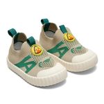 ONYC Ducky Toddlers First Step Slip-On Sneakers for Kids Boys and Girls, Lightweight, Breathable, Beige & Green, 9 Months - 3 Years (2 Years)