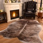 LYENDOS Cowhide Rug 5.2 x 6.2Feet,Cow Hide Rug Durable No-Slip Backing,Faux Cowhide Rug Thickened Elastic,for Bedroom Living Room Home Office Western Decor