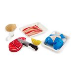 Hape Tasty Proteins | Wooden Pretend Food Playset for Kids, Basic Play Velcro Cooking Ingredients and Accessories Set