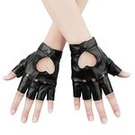 KINBOM Halloween Fingerless Faux Leather Gloves, Breathable Fingerless Gloves Cosplay Woman Accessories Short Leather Gloves for halloween Evening Party Dance (Black)