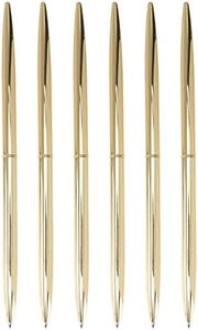 Yardwe Lot de 6 Stylos à Bille en Métal, Double TêTe Rotative Gras étudiants Stylo Doré, écriture Stylo à Encre pour Bureau 'affaires Hôtel Banque Compteur (Doré Brillant)