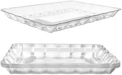 12 Plastic Serving Trays – Serving Platters | 9"X13" | Rectangular Disposable Party Platters and Trays | Clear Disposable Serving Trays for Parties | Party Serving Trays and Platters