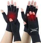 Tianhengyi 2 Pairs Arthritis Gloves for Pain Relief, Compression Gloves for Arthritis, Carpal Tunnel, Osteoarthritis, Joint, Typing, Driving, Fingerless Hand Gloves for Women Men (Small, Pure Black)