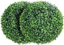 GarveeHome 2 Pcs Artificial Plant Topiary Balls Outdoor, 19" Faux Boxwood Balls Fake Green Plants Decorative Spheres for Front Porch Patio Garden Backyard Home Wedding Decor