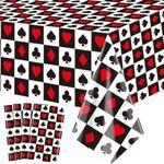 XJLANTTE 4Pcs Casino Tablecloths, Poker Table Cover, Rectangular Casino Theme Table Cloth for Picnic Birthday Playing Card Casino Party Decorations, 51 x 86.6 Inch