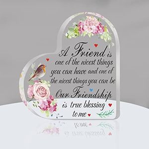 Friend Gifts for Women Friend Friendship Birthday Gifts Bff Acrylic Heart Retirement Gifts Birthday Christian Religious Gifts for Woman Friendship Keepsake Decor, 4inch (Heart)