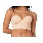 EdNey Low Back Strapless Bra Fabric, Strapless Bra, Suitable for Women Push Up Bandeau Bra, Detachable Straps (Skin Color,40/90E)