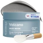PLANTIFIQUE Korean Volcanic & Dead Sea Mud Mask - Face Mask with Charcoal, Hyaluronic Acid, Jojoba Oil & Shea Butter – Purifies, Refines Pores, Hydrates, 110g / 3.88 oz