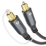 Optical Audio Cable, WARRKY 3.3ft Optical Cable [Braided, Slim Metal Case, Gold Plated Plug] Digital Audio Fiber Optic Cable Toslink, Compatible with Sound Bar, TV, Samsung, Vizio, LG, Bose, Sony