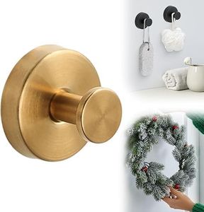 Suction Cup Hooks for Wreaths on Glass, 2025 New No Drill Suction Cup Hooks for Shower Hanging Towels, Suction Cup Wreath Hanger Holder for Glass Window Door Bathroom Mirrors (1, Gold)