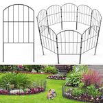 VANCASTLE Decorative Fence Garden Fence Dog Fence Barrier 25 Panels，Fence Panels for Dogs Outside Rustproof Metal Wire Border，Animal Barrier Fence Flower Edging for Patio Yard -12.6in (L) x 24in (H)