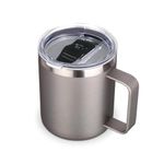 Volhoply 14oz Insulated Stainless Steel Coffee Mug with Leakproof Lid,Double Wall Vacuum Travel Coffe Cup with Handle,Reusable Metal Thermos Tumbler,Camping Mugs Keep Hot/Cold,Christmas Gifts(Gray,1)