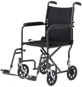 Black Hammertone Transport Chair, 19inch Seat, 300lbs Weight Capacity, Lightweight