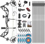 TOPARCHERY Compound Bow and Arrow for Adult Youth and Beginner- Right Hand Archery Compound Bows,Adjustable 30-70LB Draw Weight, 23.5-30.5IN Draw Length, Archery Hunting Bow Set (Black)