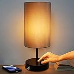 Allesgute 45cm Table Lamp, Modern Bedside Lamps with USB A + C Charging Ports, Fully Dimmable Bedside Table Lamp E27, Small Desk Light for Bedroom, Nightstand, Office (Bulb Included)