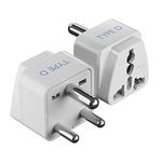 Ceptics Canada to India Converter Plug, World (USA, UK, China & More) Australia to India Plug Converter - Type D USA India Adapter - CE - RoHS - (White) - 2 Pack - 5 Years Warranty