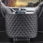 Upgraded Leather Car Net Pocket Seat Driver Netting Pouch Storage Bag Accessories Mesh Organizer Handbag Purse Holder Between Seats Large Capacity Hanging for Front Back Assoceries Backseat Kids Women