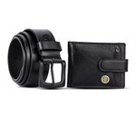 HAMMONDS FLYCATCHER Gift for Men Combo - Genuine Leather Wallet and Belt Combo for Men - Leather Belt for Men - Birthday Special & Unique Gift Ideas for Husband, Boyfriend, Father, Midnight Black,