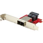 StarTech.com Mini-SAS Adapter - Dual SFF-8643 to SFF-8644 - with Full and Low-Profile Brackets - 12Gbps (SFF86448PLT2), Red