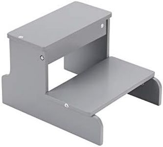 BirdRock Home Wooden Step Stool for Kids - Grey – Decorative - Strong Sturdy Wood 2 Steps - Toddler Kids Step Helper for Kitchen Sink – Bathroom Toilet Stepping – Lightweight Construction