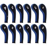 Andux 12pcs/Set Golf Iron Wedge Club Head Covers RH with Zipper Black/blue