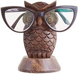 Eximious India Wooden Owl Glasses Holder Night Stand Reading Eyeglass Retainer Gifts for Women Men Him Her Mom Dad Car SPWAL03