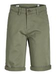 JACK & JONES Boys Chino Shorts Regular Fit Cotton Stretch Kids Shorts Zip Fly Half Pant for Juniors, Green Colour, Size- 14 Years