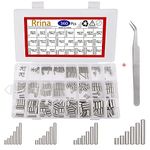 Rrina 360Pcs 304 Stainless Steel Dowel Pin Shelf Support Peg Pin Rod Fasten Elements Assortment Kit, 24 Sizes M2 M3 M4 M5