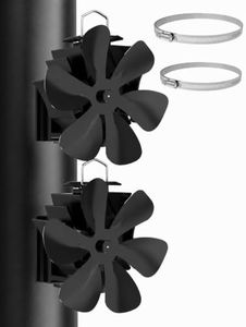 HIDALIFE Wood Stove Fan Heat Powered,2 Pack Magnetically Flue Pipe Mounted 6 Blades Fan