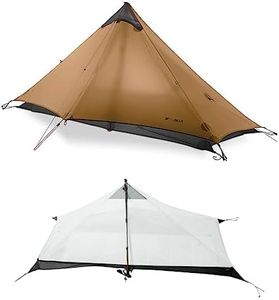 Telomat 3F Lanshan1 Ultralight Tent 3/4 Season Portable Backpacking Tent for 1-Person 15D Silicon Coated Waterproof Poleless Double Layer Tent for Camping, Climbing, Hiking (Khaki 4 Season)