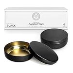 Hearts & Crafts Black Candle Tins 16 Oz with Lids 12-Pack of Bulk Candle Jars for Making Candles, Arts & Crafts, Storage, Gifts, and More Empty Candle Jars with Lids