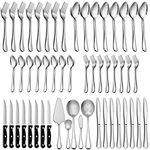 LIANYU 53-Piece Cutlery Flatware Set with Steak Knives and Serving Utensils, Stainless Steel Silverware Set Service for 8, Eating Utensil Set for Home Party Wedding, Dishwasher Safe, Mirror Finished