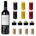 Glarks 100 Packs Wine Bottle Cork Tops Stoppers and PVC Heat Shrink Capsules Set Including 55Pcs Wine Corks and 45Pcs 3 Colors Shrink Capsules for Wine Bottles, Wine Making and Decor