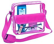 Clear Cross body Messenger Shoulder Bag with Zipper Closure Adjustable Strap Stadium Approved Clear Bag For Girls