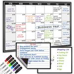 JJPRO Magnetic Dry Erase Monthly Calendar Whiteboard for Refrigerator-One Monthly Planner Whiteboard and Two Notes Boards Set for Fridge-Refrigerator Organizer with Monthly Planning Board