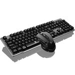 Wireless Mechanical Feel Keyboard and Mouse Set,2.4Ghz Cordless Gaming Keyboard for Laptop Desktop PC Strong Compatible with Windows,ios,Android(above 4.0),etc -No Backlight