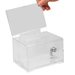 Ailelan Ballot Box, Acrylic Donation Box with Lock, Clear Suggestion Box/Comment Box/Name Card Box, Suitable for Voting, Charity, Survey, Suggestion, Comment, Ballot