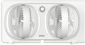 shinic 9" Twin Window Fan with 270° Rotatable Fans, 2-Speeds, Vertical Window Fan with Rigid & Accordion Expanders, Width Adjustable (21.65" To 33.27"), Ideal for Home, Kitchen, Bedroom, Office