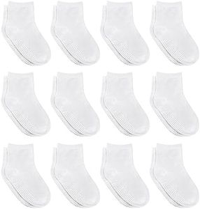 Debra Weitzner 12 Pairs Non-Slip Toddler Socks With Grips for Baby Boys and Girls - Anti-Slip Crew Socks for Infant's and Kids