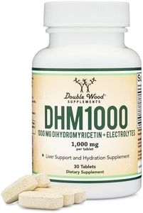 DHM1000 Dihydromyricetin (DHM) Tablets - Most Powerful DHM Supplement on The Market - 1,000mg (30 Count) Enhanced with Electrolytes for Hydration and Liver Support by Double Wood