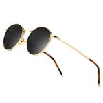 SUNGAIT Round Vintage Polarized Sunglasses Classic Retro Metal Frame Sunglasses Circular for Women Men(Gold Frame/Polarized Gray Lens)-SGT059JKHUUK