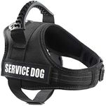 pawshoppie Real Reflective Service Dog Vest Harness with 2 Free Removable Service Dog and 2 "Emotional Support'' Patches, Woven Polyester & Nylon, Comfy Soft Padding(Black) (MNew(Girth:25-31''))