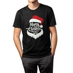 Roman Hills Merry Christmas THATHA Black T-Shirt for Mens, Santa Claus (XLarge, Black)