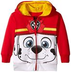 Paw Patrol Boys' Toddler Character Big Face Zip-up Hoodies, Marshall Red, 4T