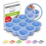 Kiddo Feedo Weaning Freezer Tray with Clip-on Lid, Store Baby Food and Purees - Free Baby Feeding E-Book by Award-Winning Author/Dietician - Blue