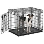 MidWest Homes for Pets Ultima Pro Series 30' Dog Crate; Extra-Strong Double Door Folding Metal Dog Crate w/Divider Panel, Floor Protecting 'Roller Feet' & Leak-Proof Plastic Pan