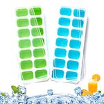 ADIIOS Ice Cube Trays, 2 Pcs Ice Cube Moulds with No-Spill Removable Lid, Easy-Release Silicone and Flexible 28 Ice Trays for Freezer, Whiskey, Cocktail and Drink (ICT-02)