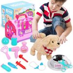 Kindenwinn 15Pcs Dog Toys for Kids - Walking Barking Electronic Interactive Stuffed Dog Plush, Pretend Play Toy Dogs, Pet Care Playset, Puppy Toys for Kids, Doctor Kit, Gift for 2+ Year Old