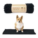 My Doggy Place - Ultra Absorbent Microfiber Dog Door Mat, Durable, Quick Drying, Washable, Prevent Mud Dirt, Keep Your House Clean (Black, Medium) - 31 x 20 Inch